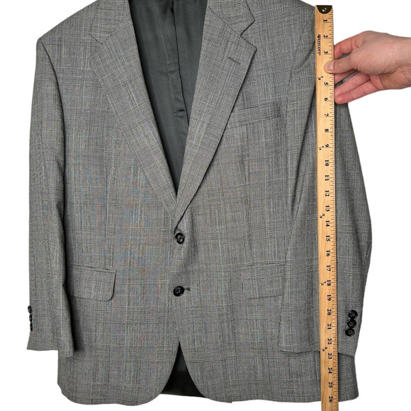 Botany 500 Mens 42R 2 Piece Suit Jacket Wool Blazer Dress Pant 32x30 Plaid Gray - Picture 8 of 14